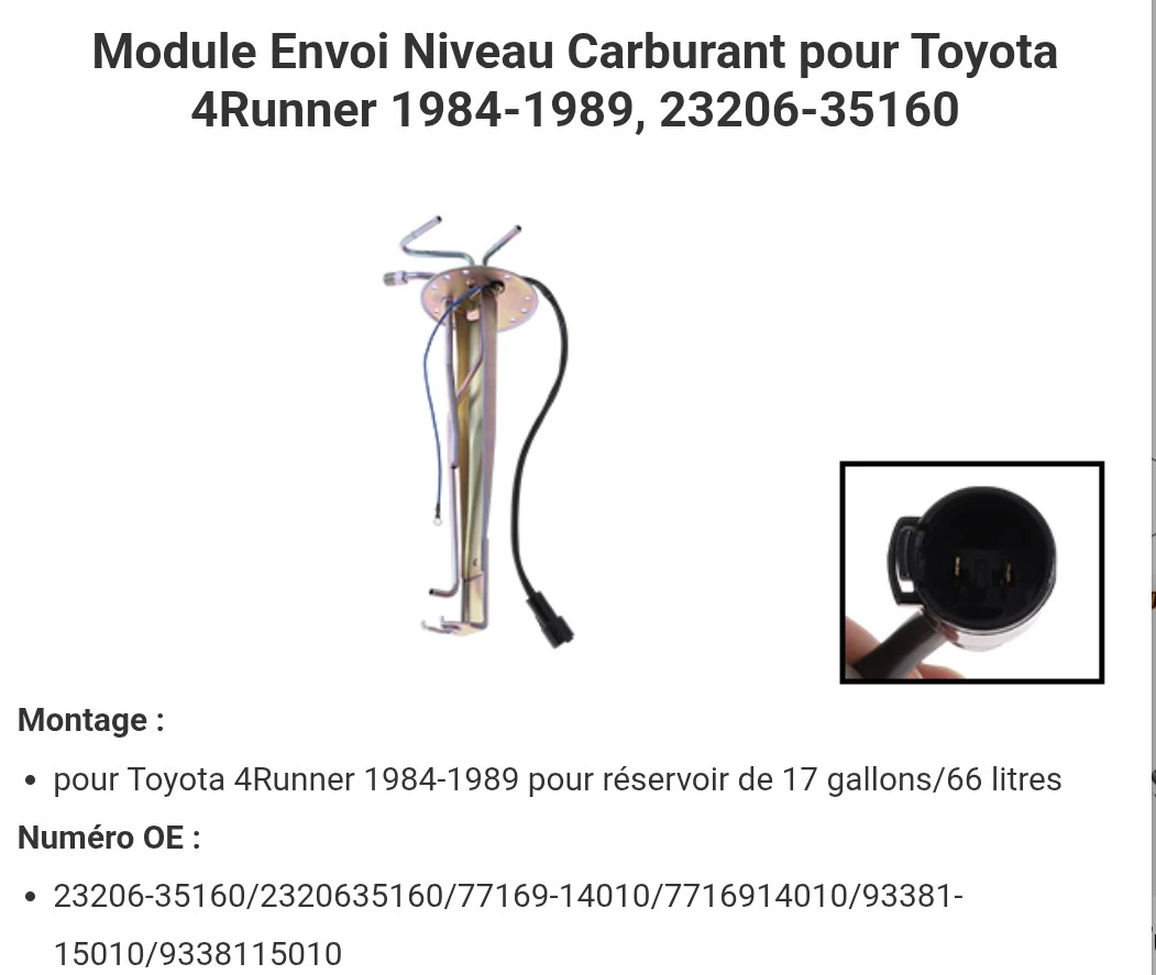 Fuel Tank Sending Unit for Toyota 4Runner 1984-1989 - photo 5