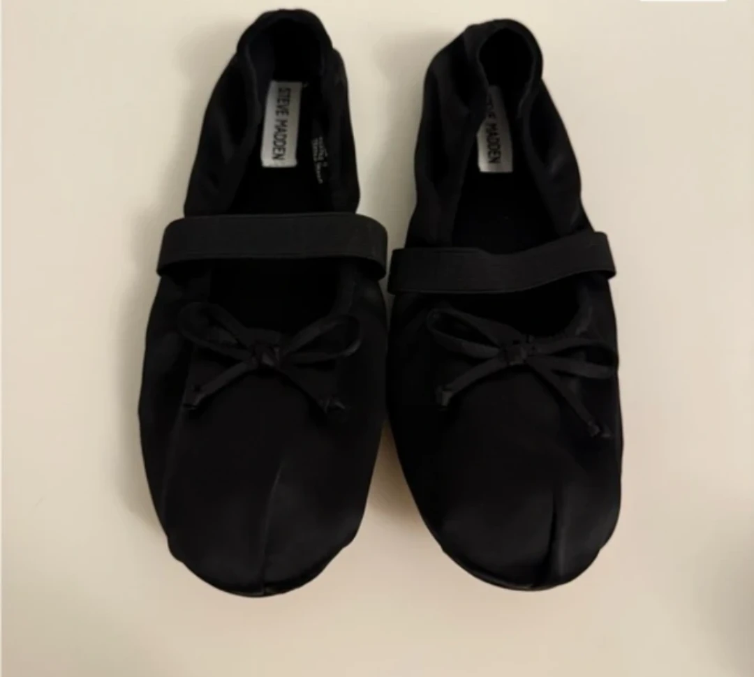 Steve Madden Black Satin Ballet Flats Size 10.5/11 NEW
