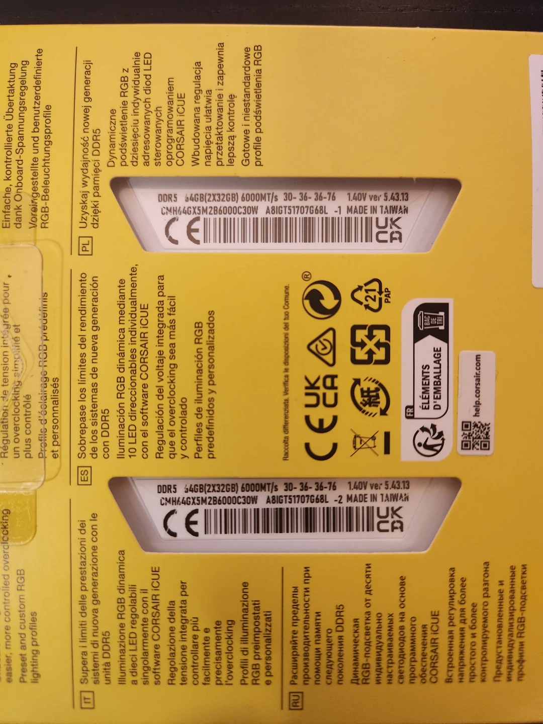 Corsair Vengeance RGB DDR5 64GB (2×32) 6000MHz CL30 White - photo 2