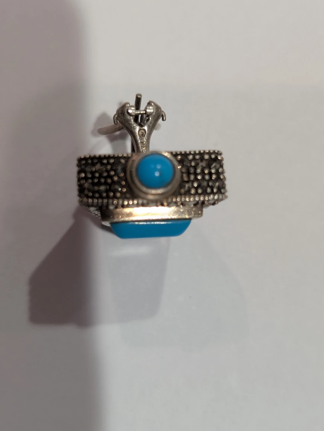 Vintage Turquoise and Marcasite Sterling Silver Earrings - photo 4