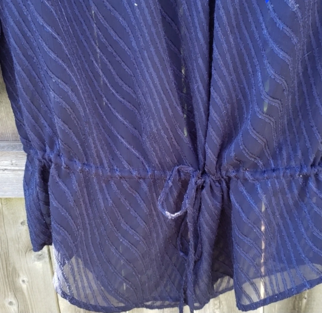 The Limited Navy Blue Sheer Striped Blouse Size S - photo 3