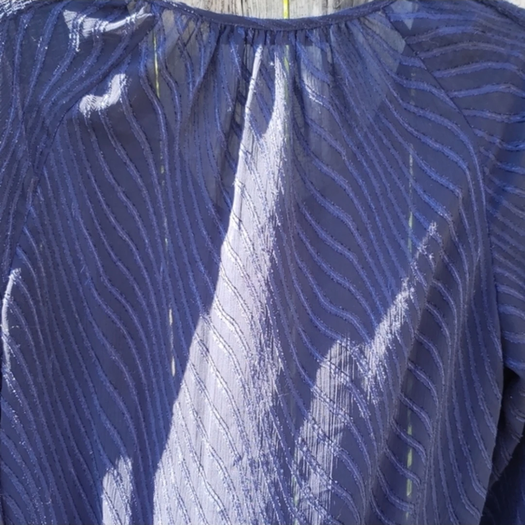 The Limited Navy Blue Sheer Striped Blouse Size S - photo 5