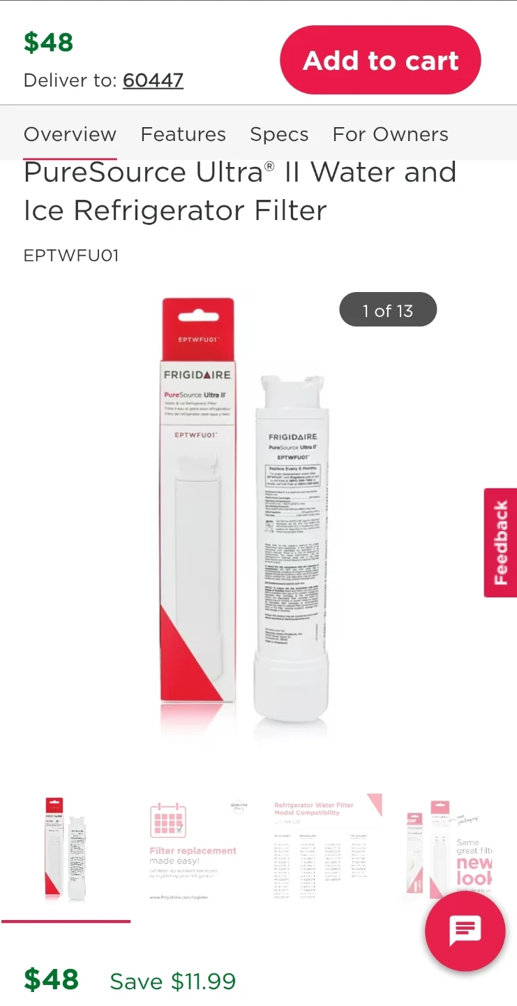 Frigidaire PureSource Ultra® II Water and Ice Filter EPTWFU01 - photo 5