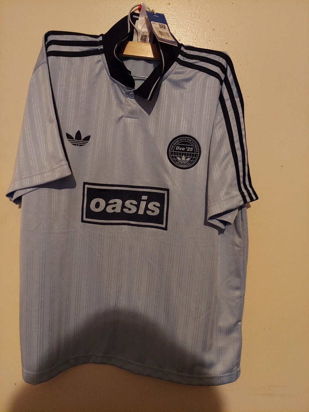 Adidas Oasis "Live '25" Blue Striped Soccer Jersey