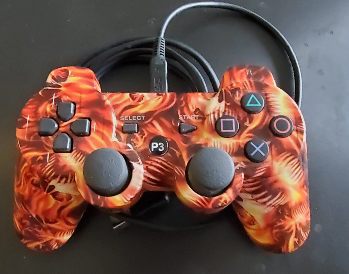 Wireless Dualshock 3 Controller - Flame Skull Design
