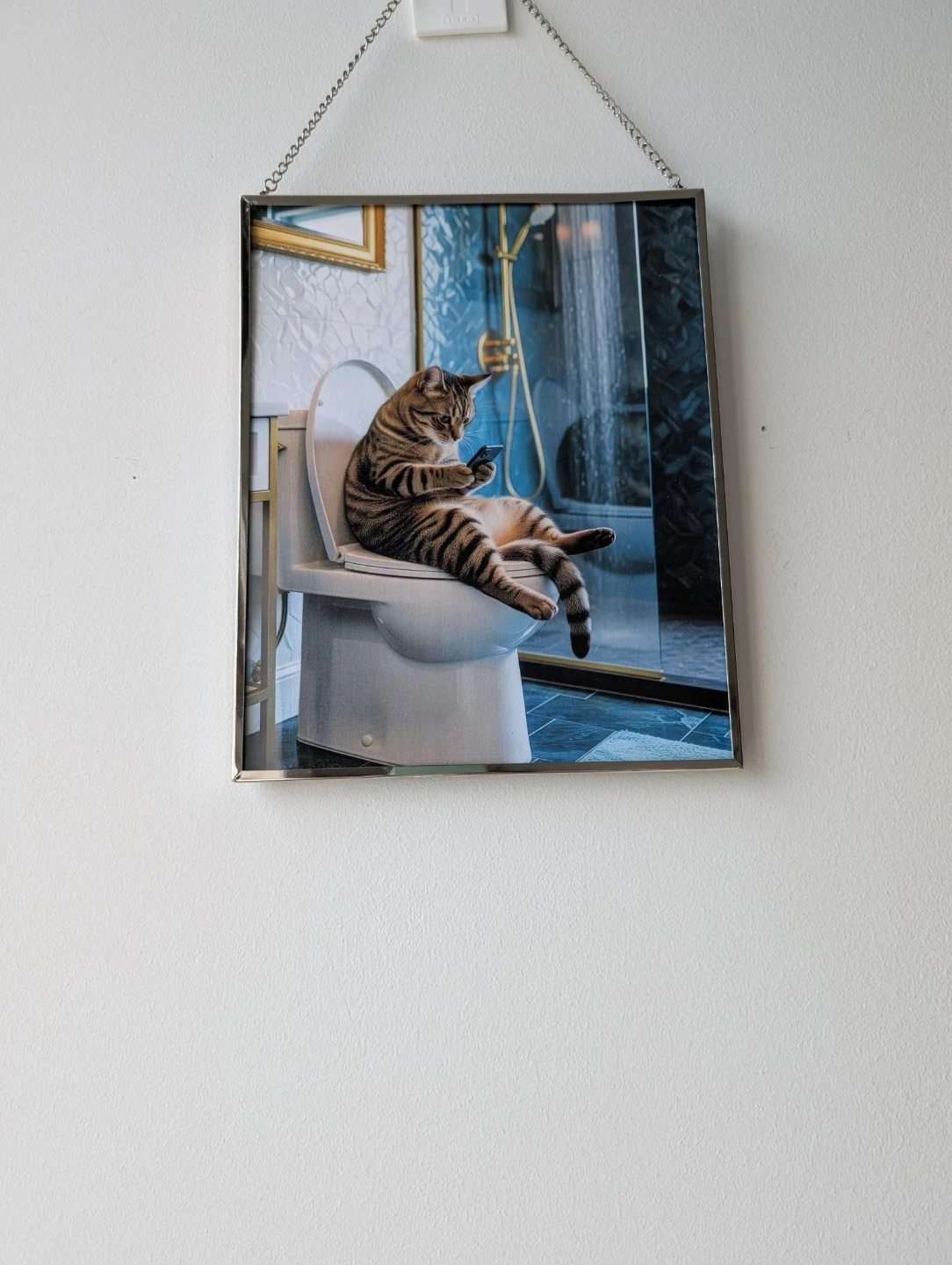 Framed Print: Cat on Toilet