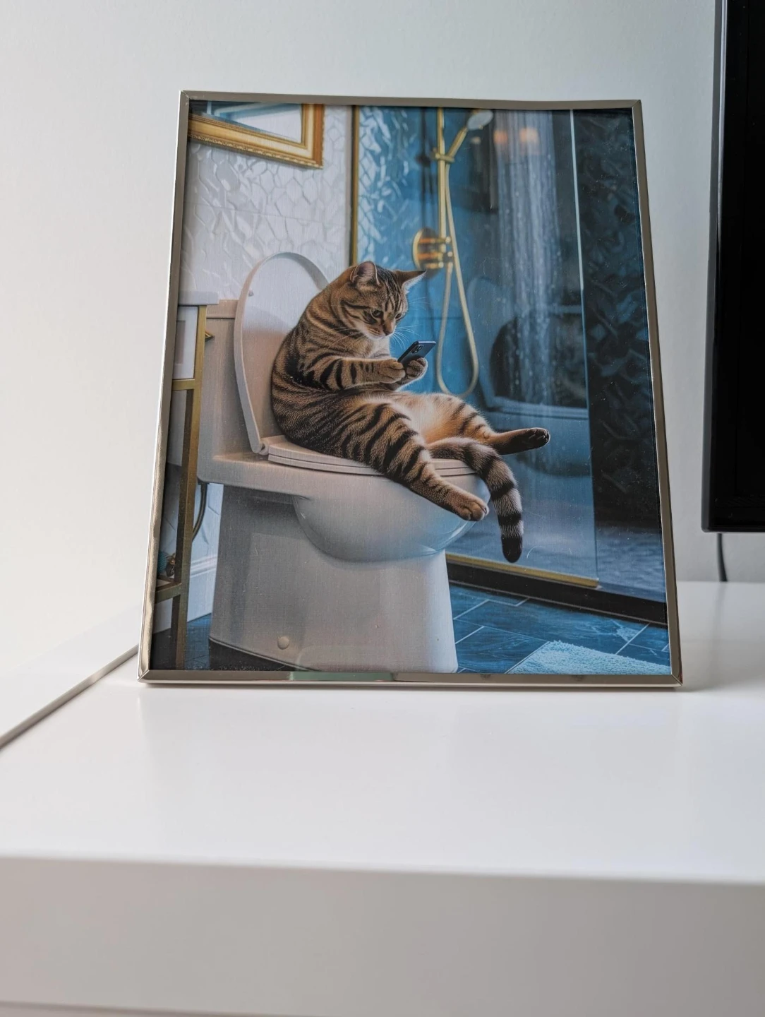 Framed Print: Cat on Toilet - photo 3