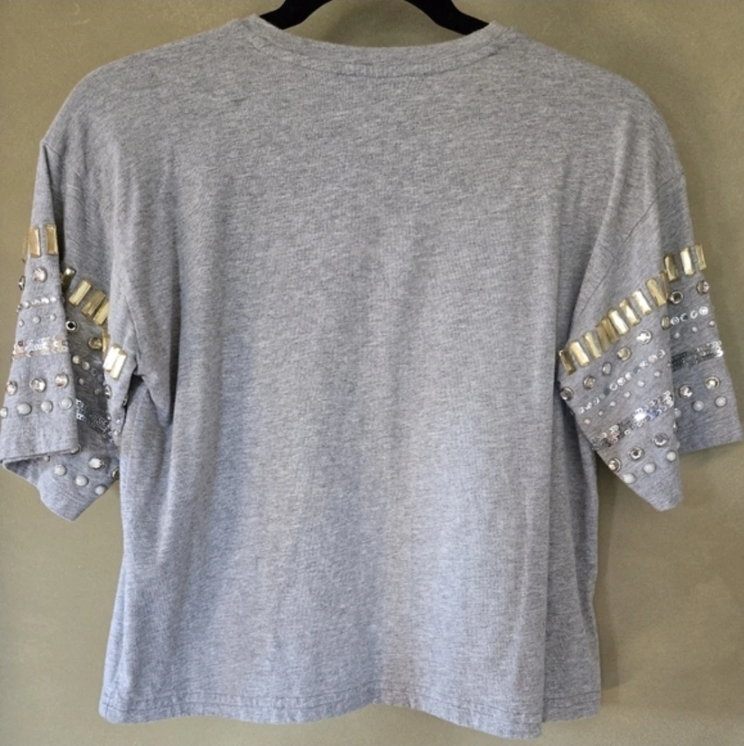 Michael Kors Grey Embellished T-Shirt XS - photo 3