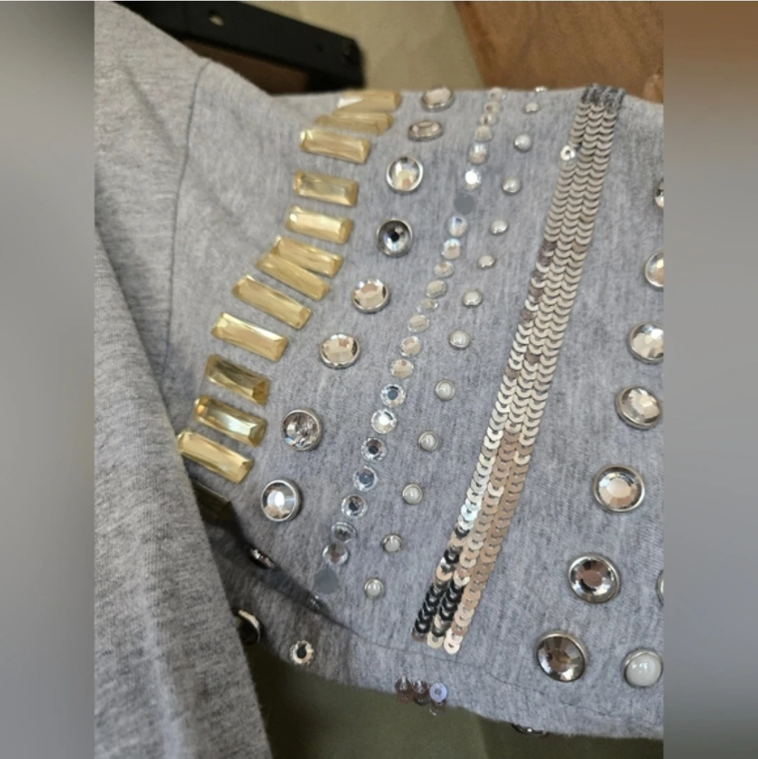 Michael Kors Grey Embellished T-Shirt XS - photo 5