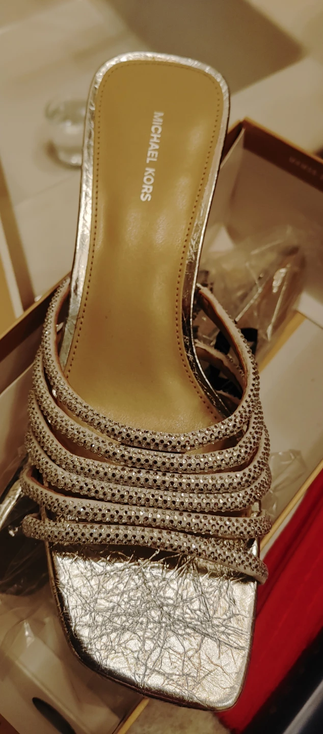 Michael Kors Silver Embellished Heeled Sandals Size 8M