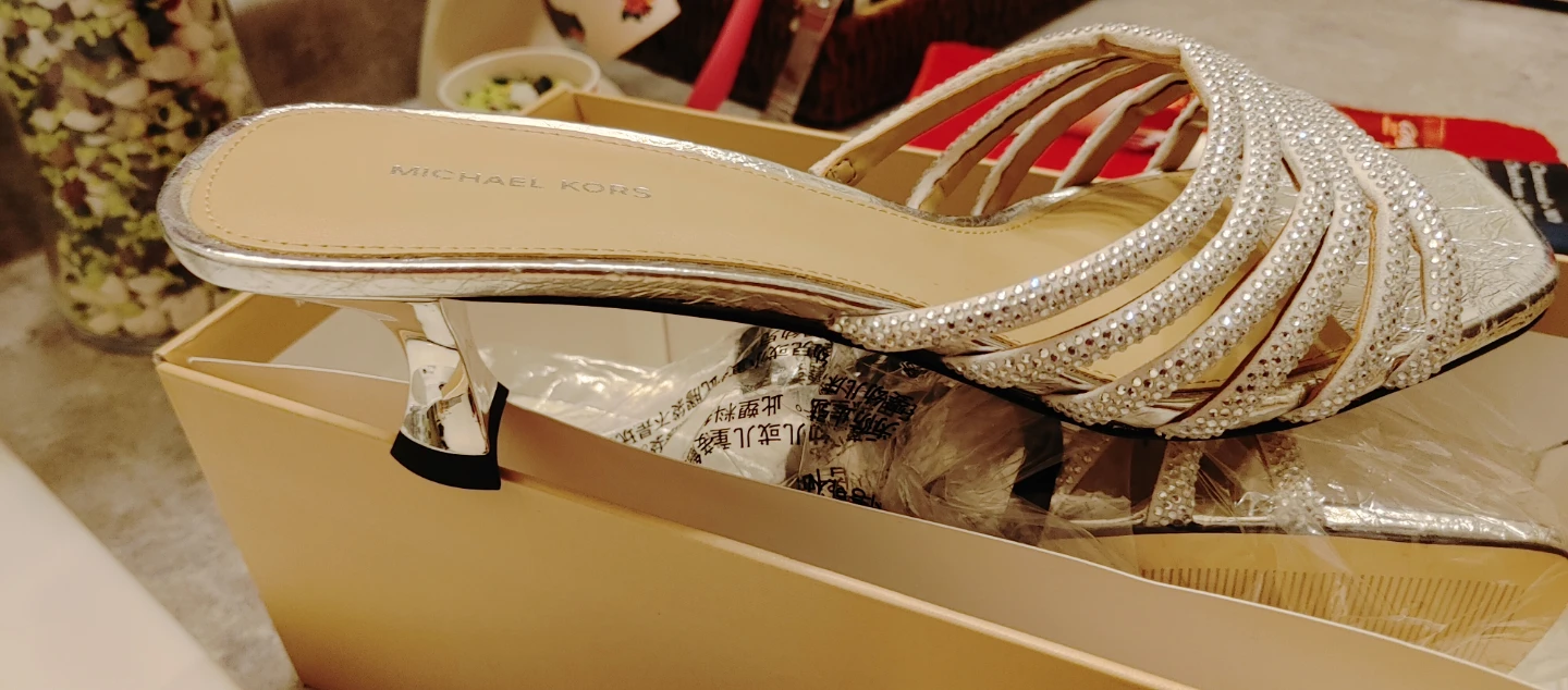 Michael Kors Silver Embellished Heeled Sandals Size 8M - photo 2
