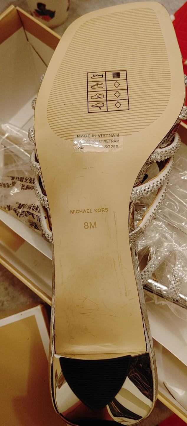 Michael Kors Silver Embellished Heeled Sandals Size 8M - photo 3