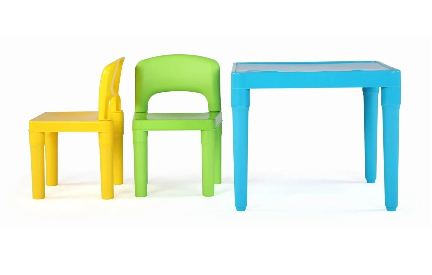 Kids Plastic Table and Chairs Set - Blue, Green, Yellow - photo 3
