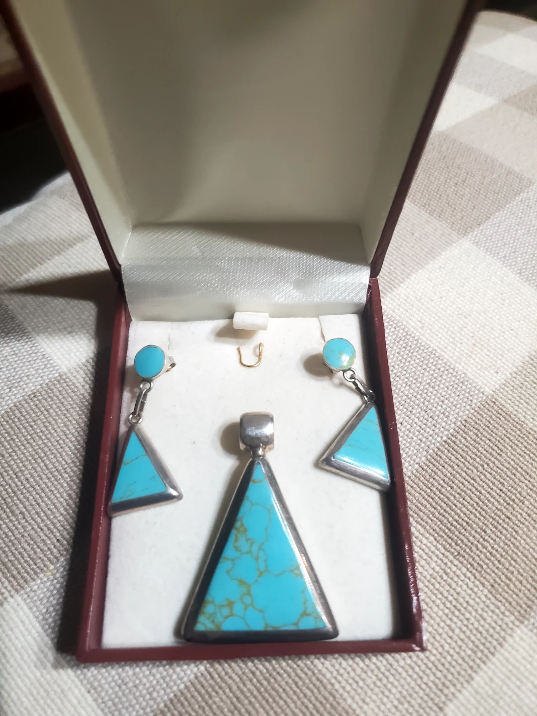 Sterling Silver Turquoise Pendant and Earring Set