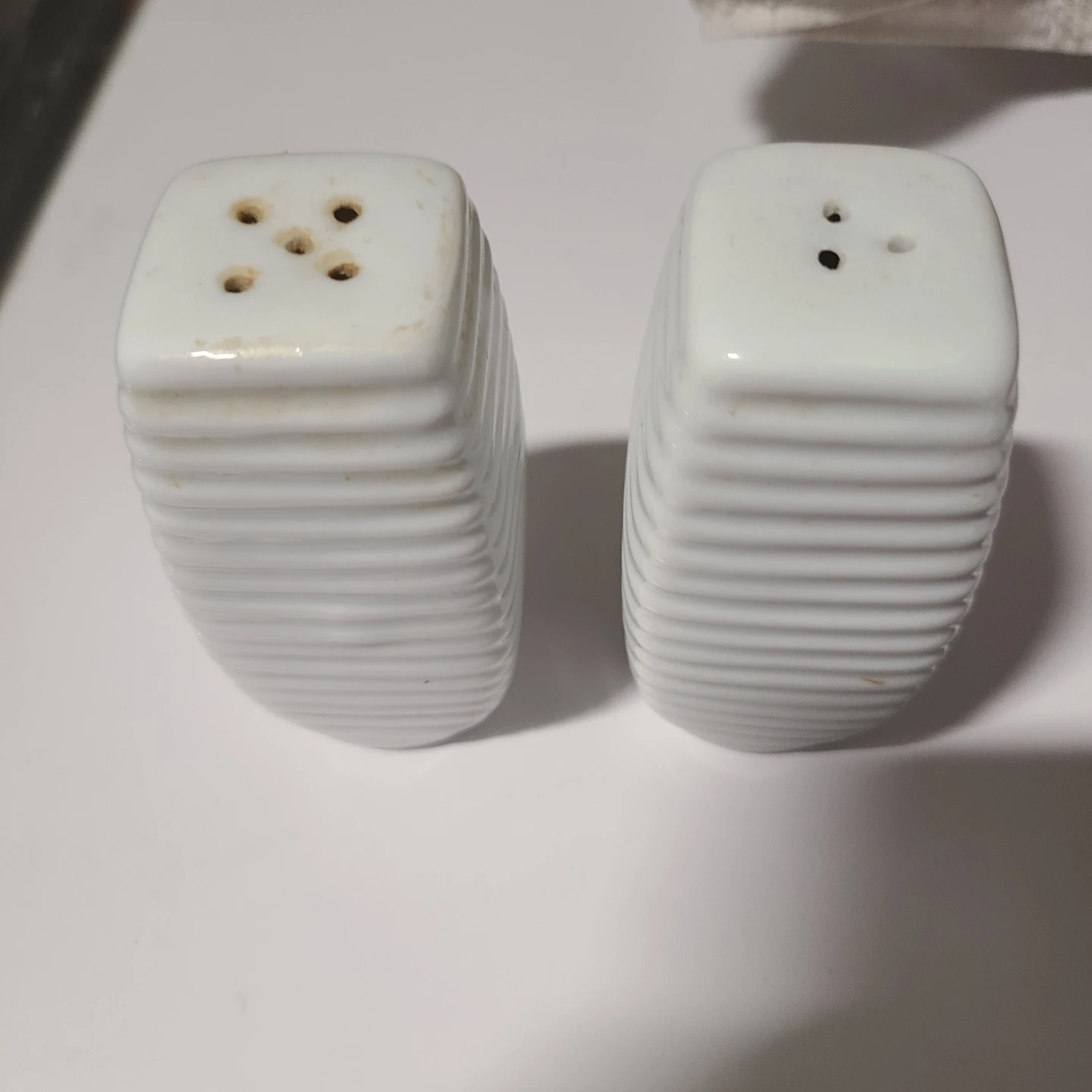 White Ceramic Salt and Pepper Shakers