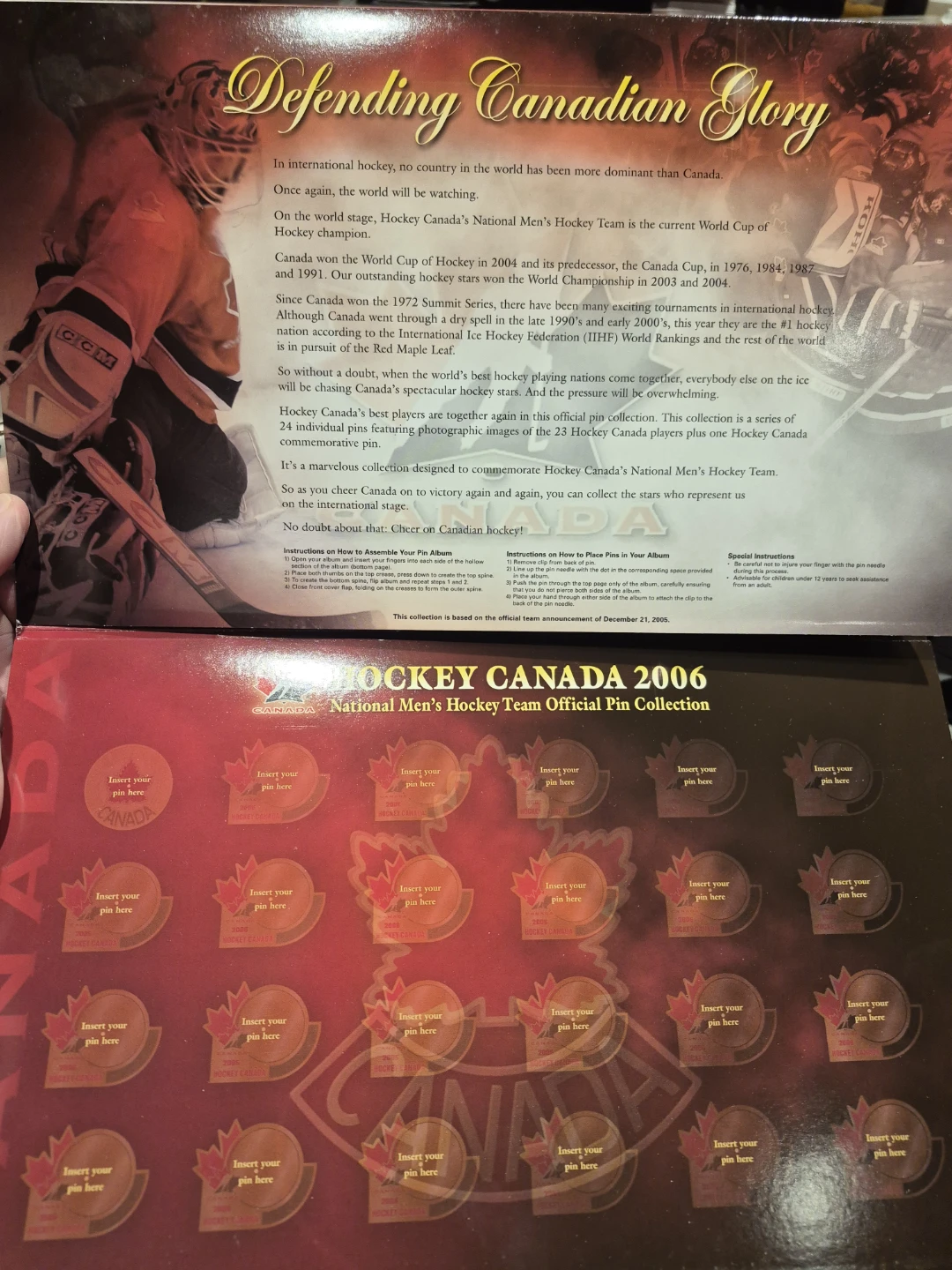 2006 Canadian  Men's Hockey Team Official Pin Collection - photo 2