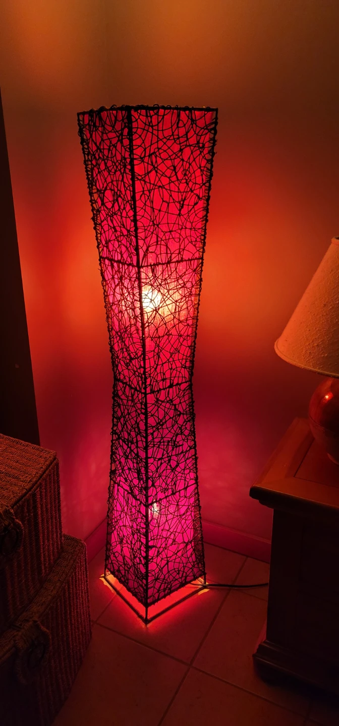 Tall Red Woven Floor Lamp