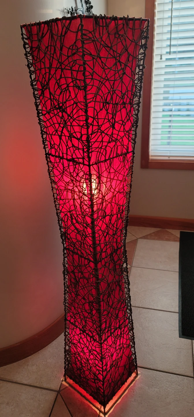 Tall Red Woven Floor Lamp - photo 2