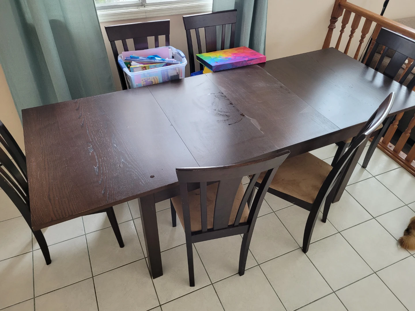 Dark Wood Dining Table Set with 6 Chairs - photo 5