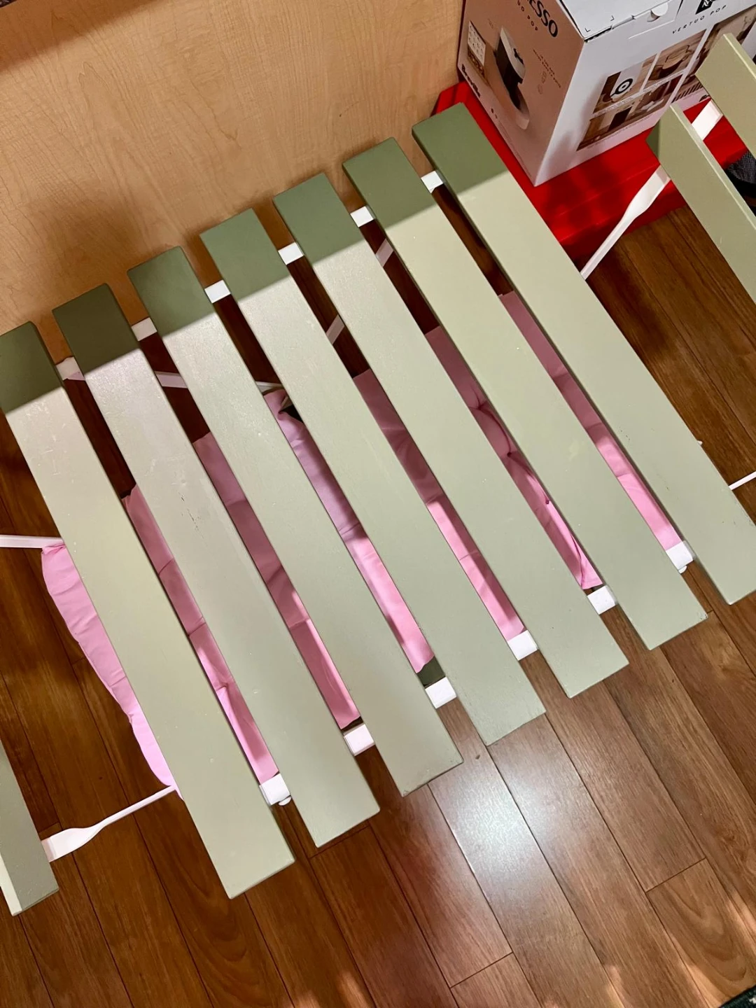 Folding Bistro Table and Chairs Set with Pink Cushions - photo 2