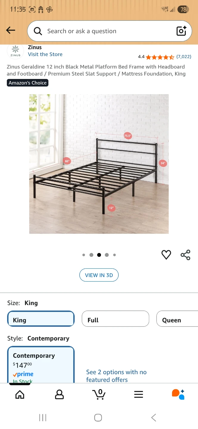 King size metal bed frame -excellent condition