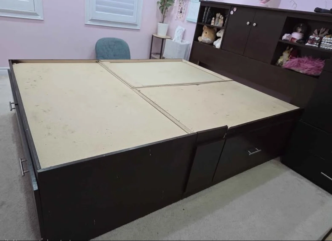 Dresser with Mirror and Matching Bed Frame with Drawers - photo 3