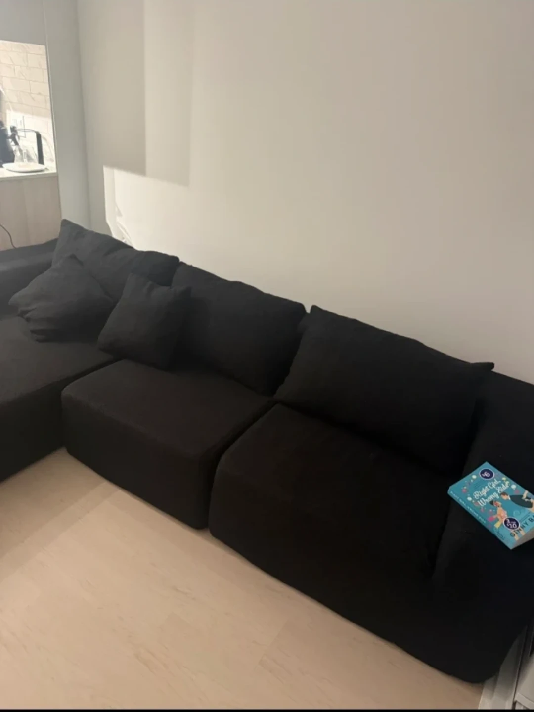 Black Sectional Sofa with Chaise - photo 2