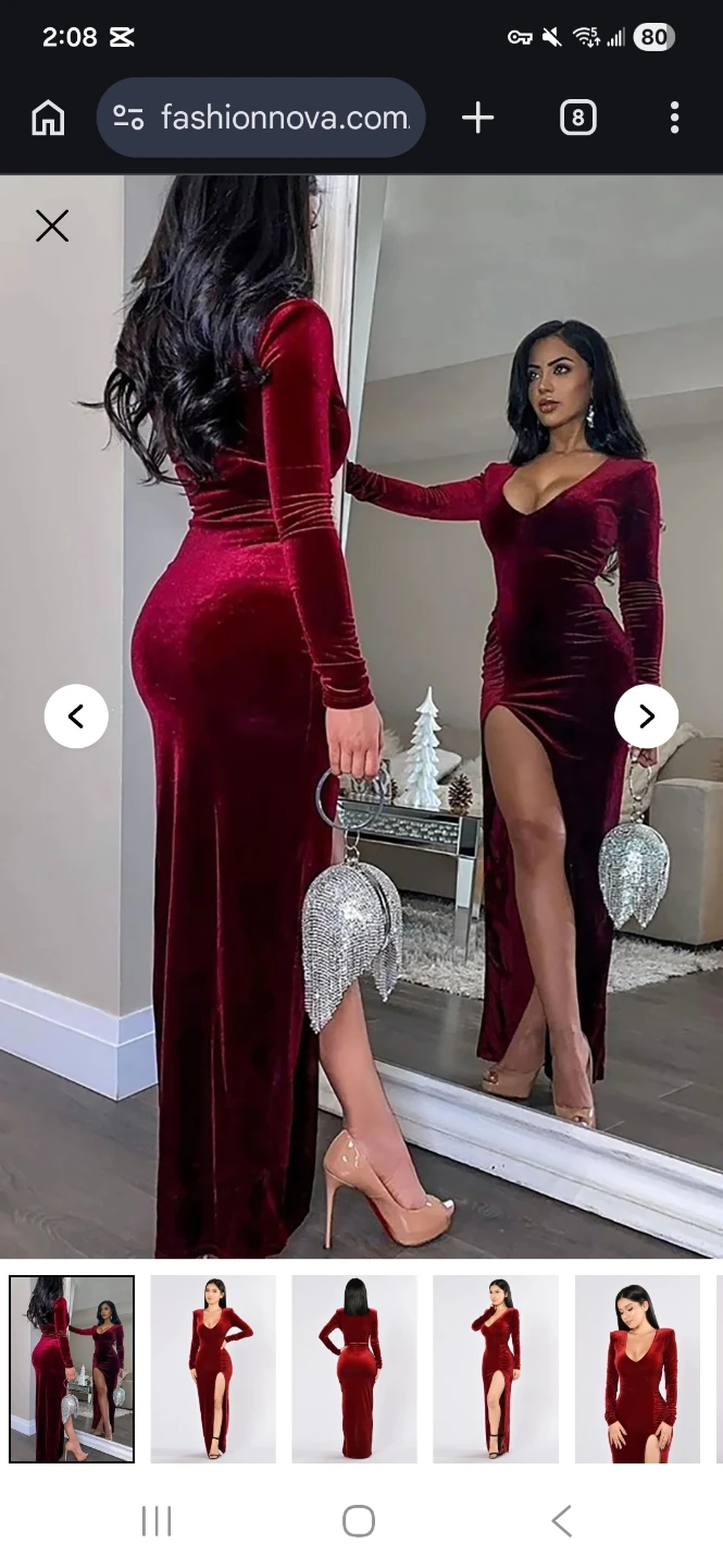 Fashion Nova Velvet Ruched Maxi Dress