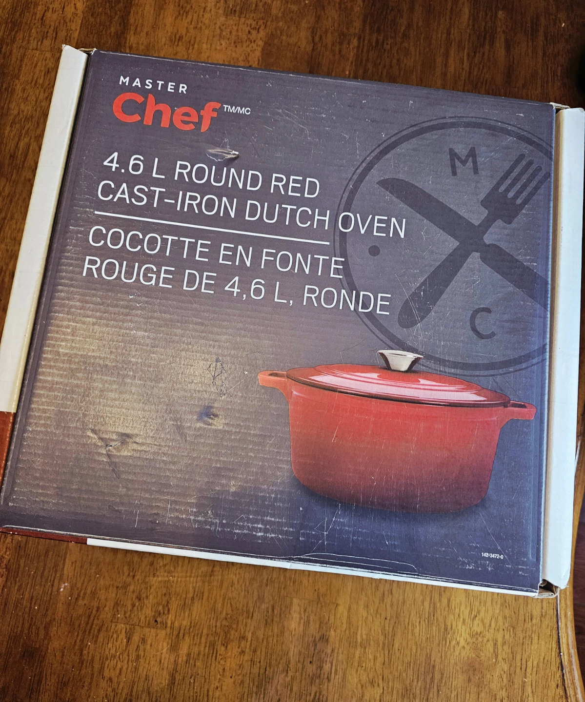 Master Chef 4.6L Round Red Cast-Iron Dutch Oven