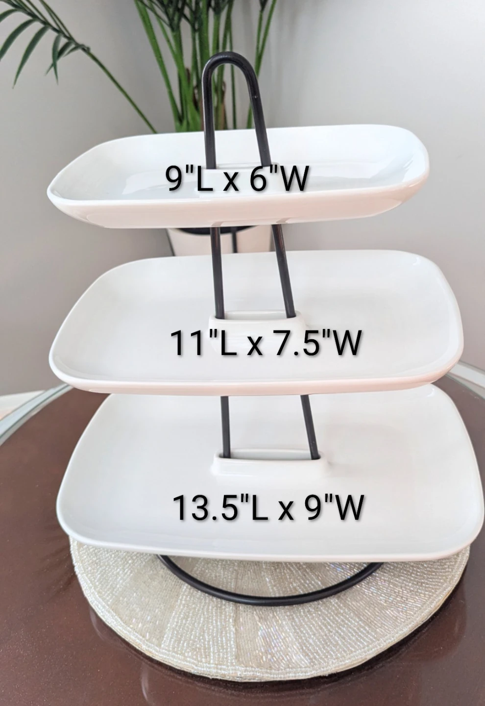 3-Tier White Rectangular Serving Platter Stand - photo 5