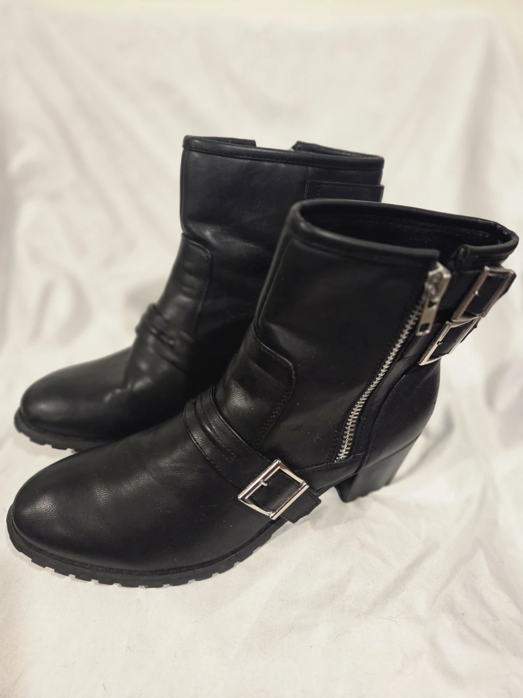 Black Ankle Boots with Buckles and Zippers - photo 5
