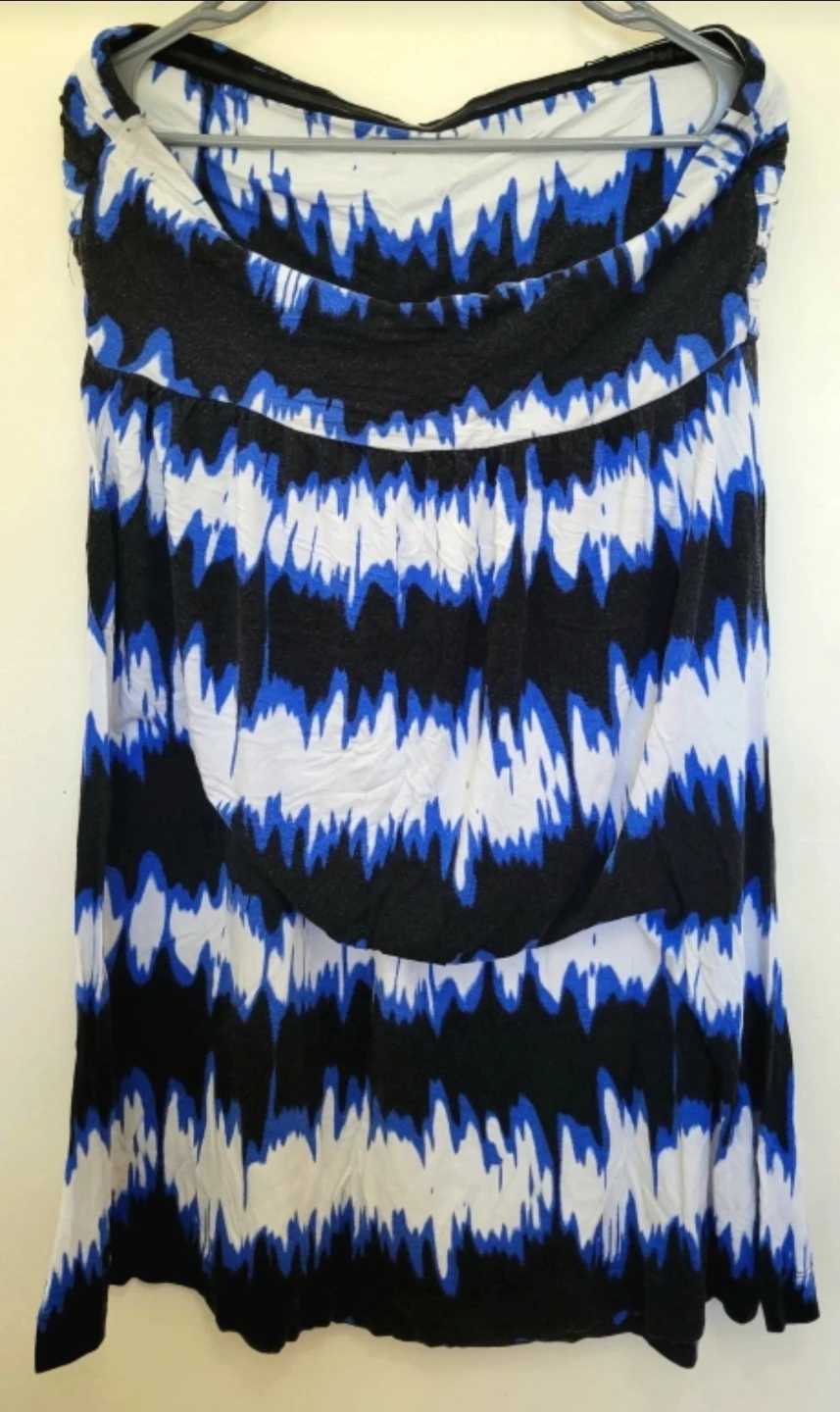 Blue & Black Strapless Dress - Size L - photo 2