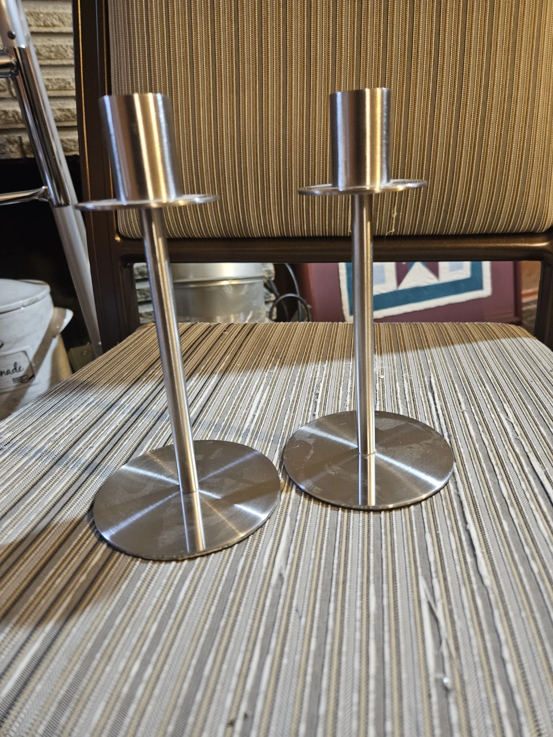 Pair of Stainless Steel Candlesticks - photo 2