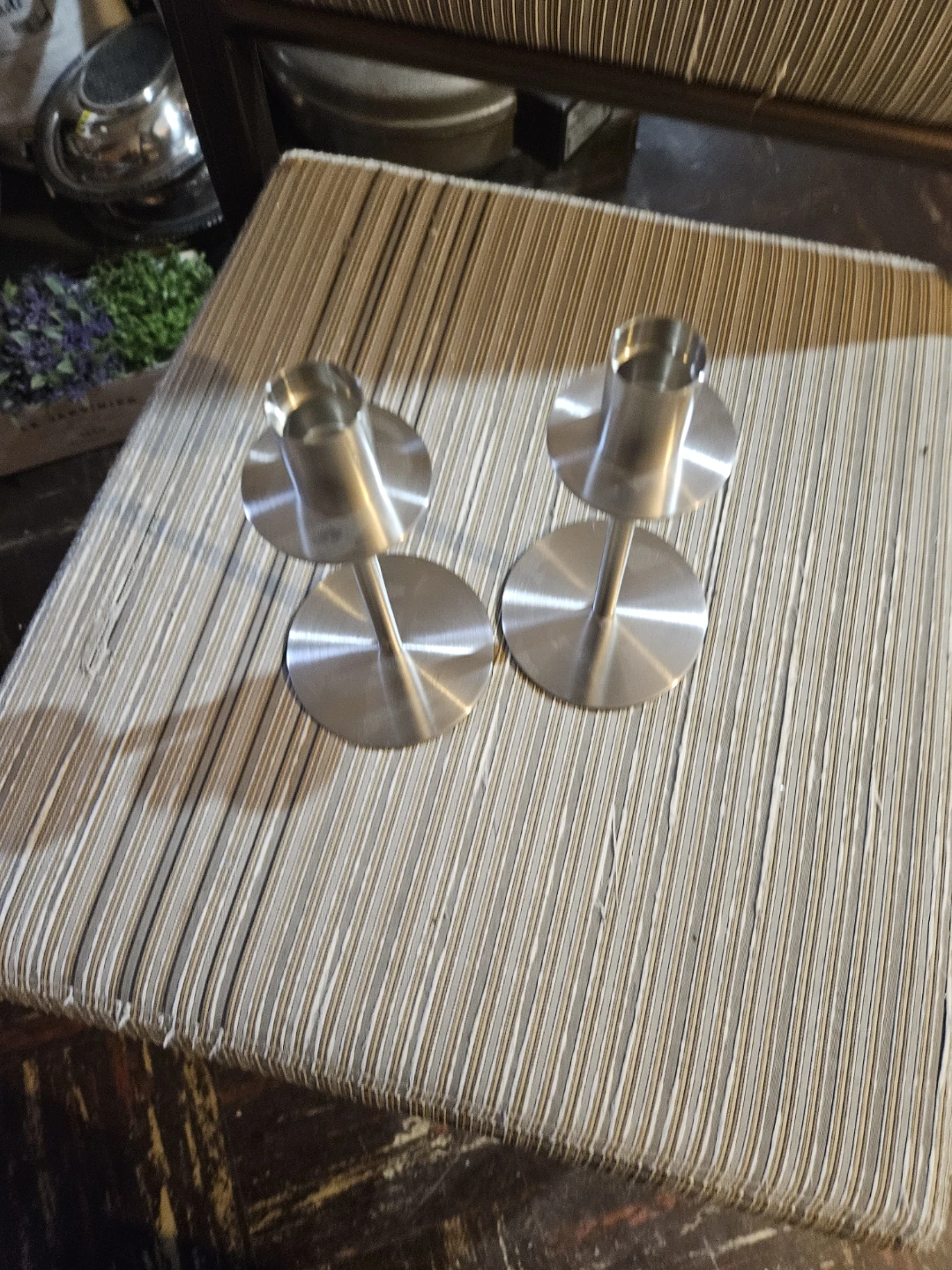 Pair of Stainless Steel Candlesticks - photo 4