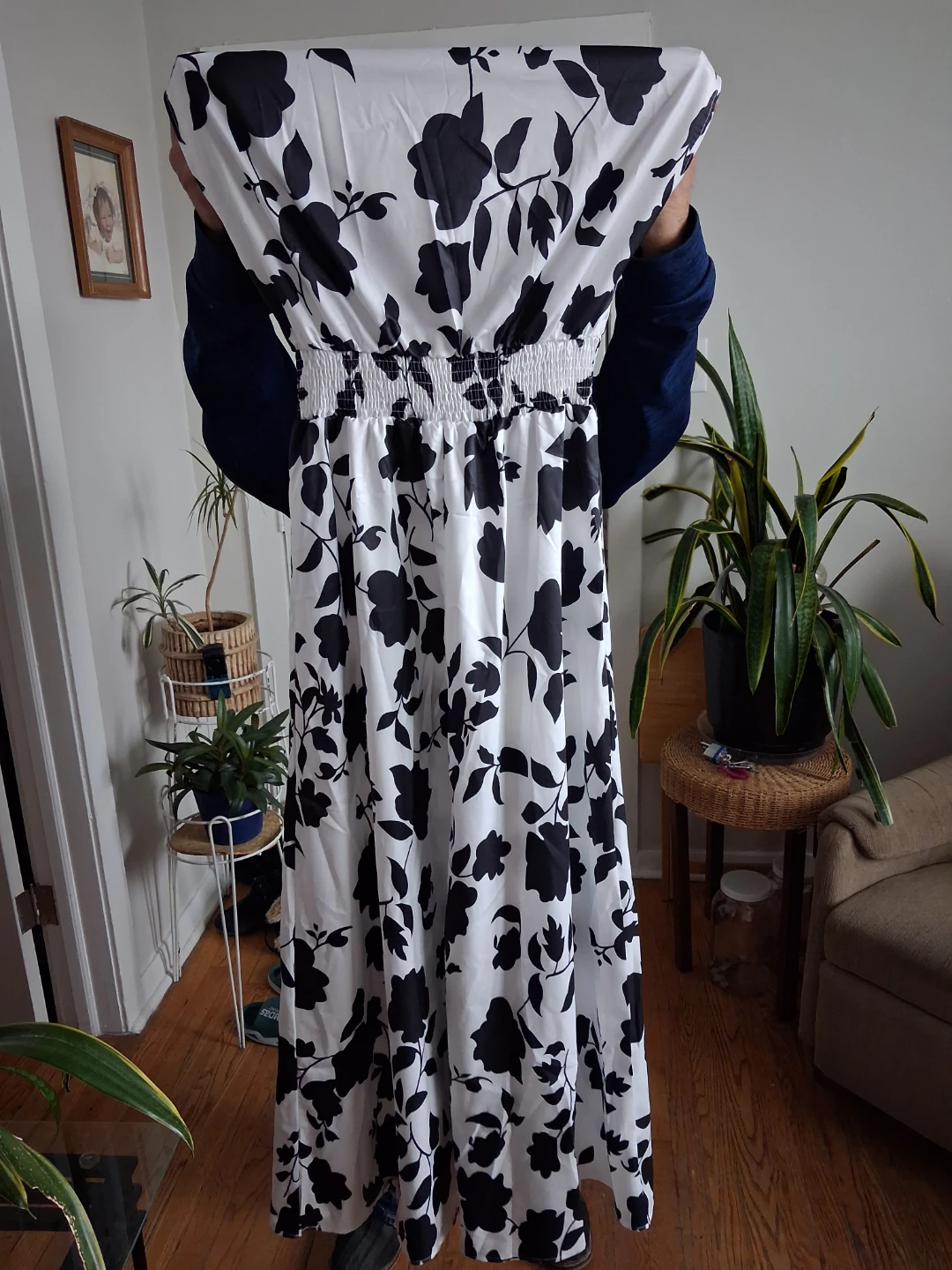Women's Black & White Floral Maxi Dress - photo 2