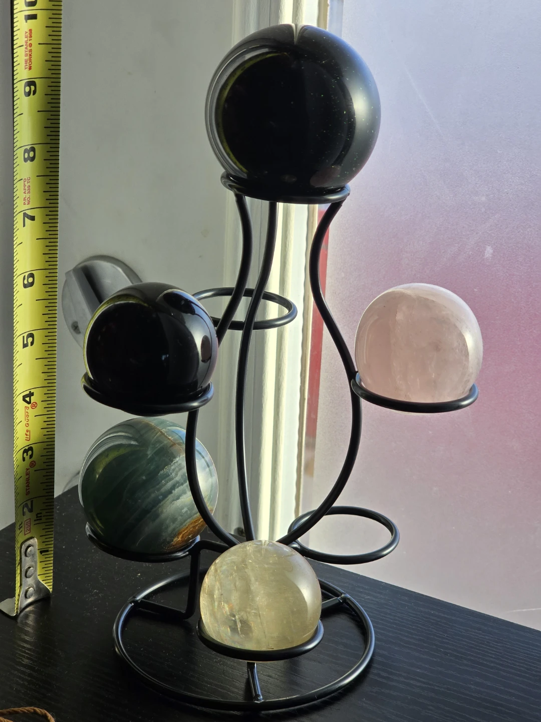 Crystal Sphere Display Stand with 5 spheres