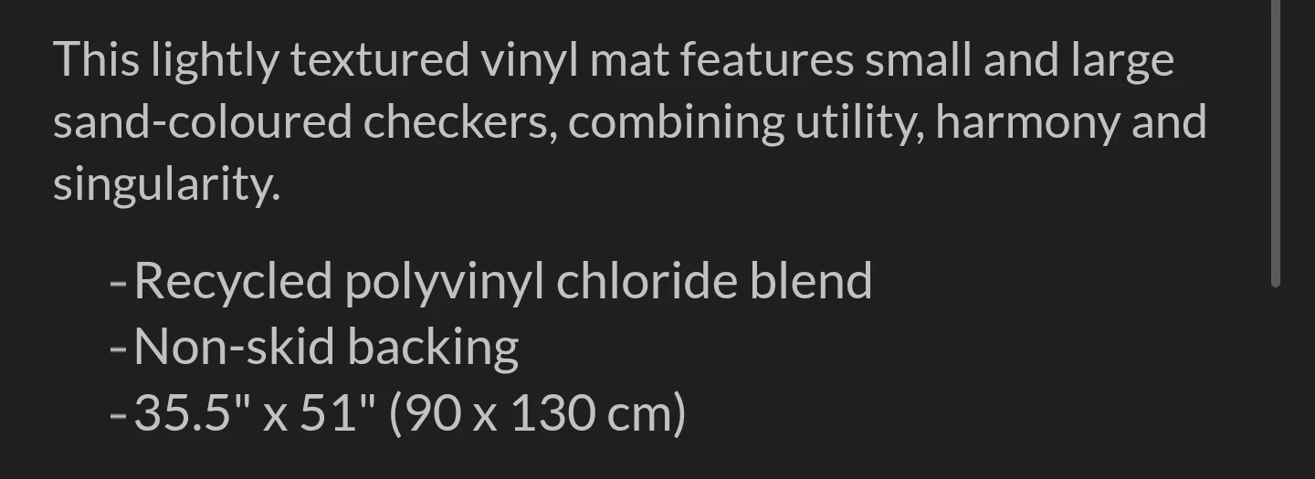 Simons Vinyl Mat 35.5" x 51" Sand Checkers - photo 4