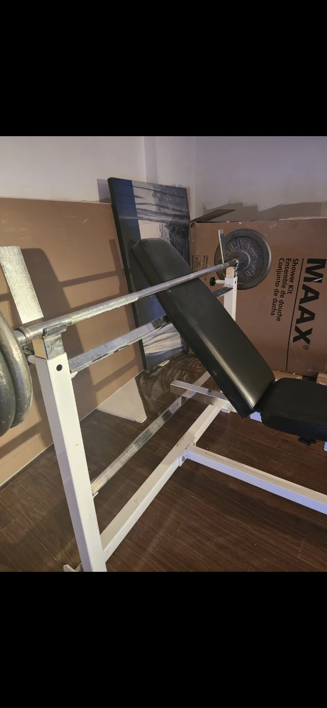 Adjustable Weight Bench with Barbell and Weights - photo 5