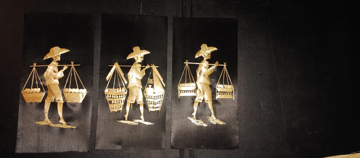 Indonesian Bamboo Straw Rice Art Wall Hanging