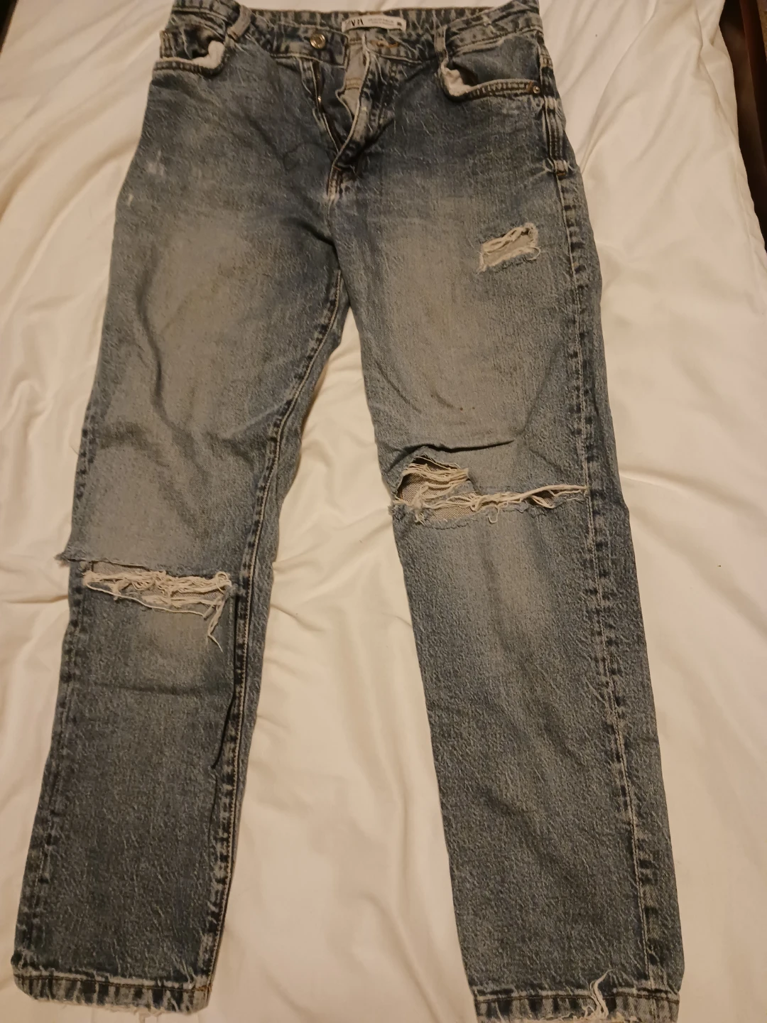 ZARA Distressed Blue Denim Jeans - Size 8