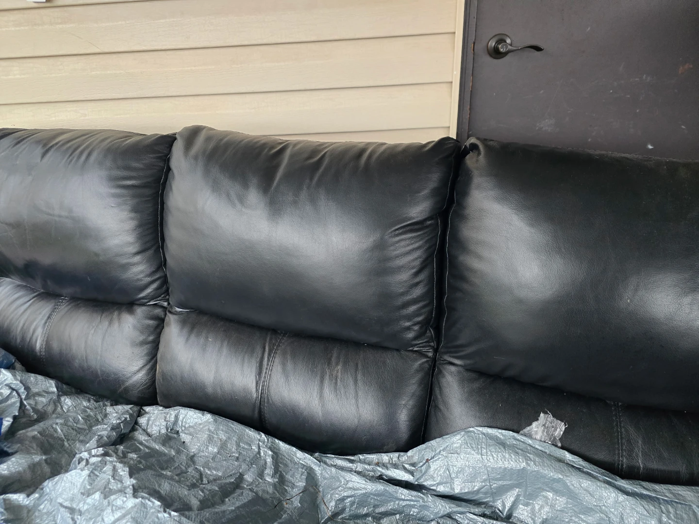 Black Leather Sofa - photo 3