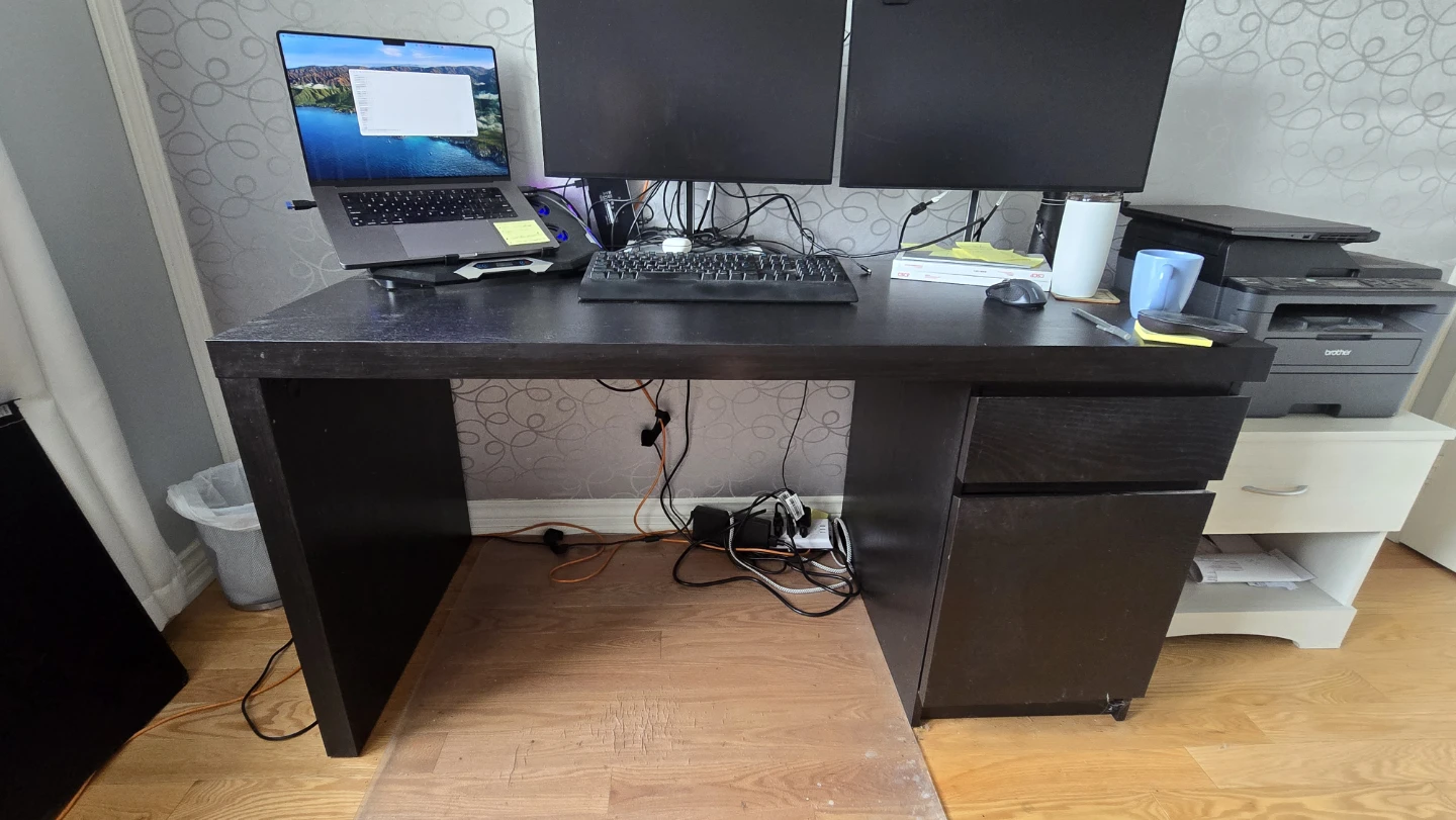 Dark Wood Computer Desk - photo 2