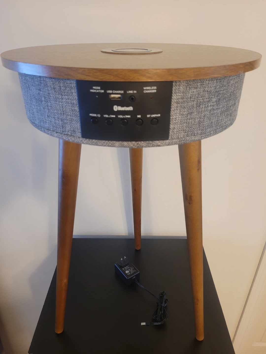 Smart Side Table with Wireless Charger and Bluetooth Speaker