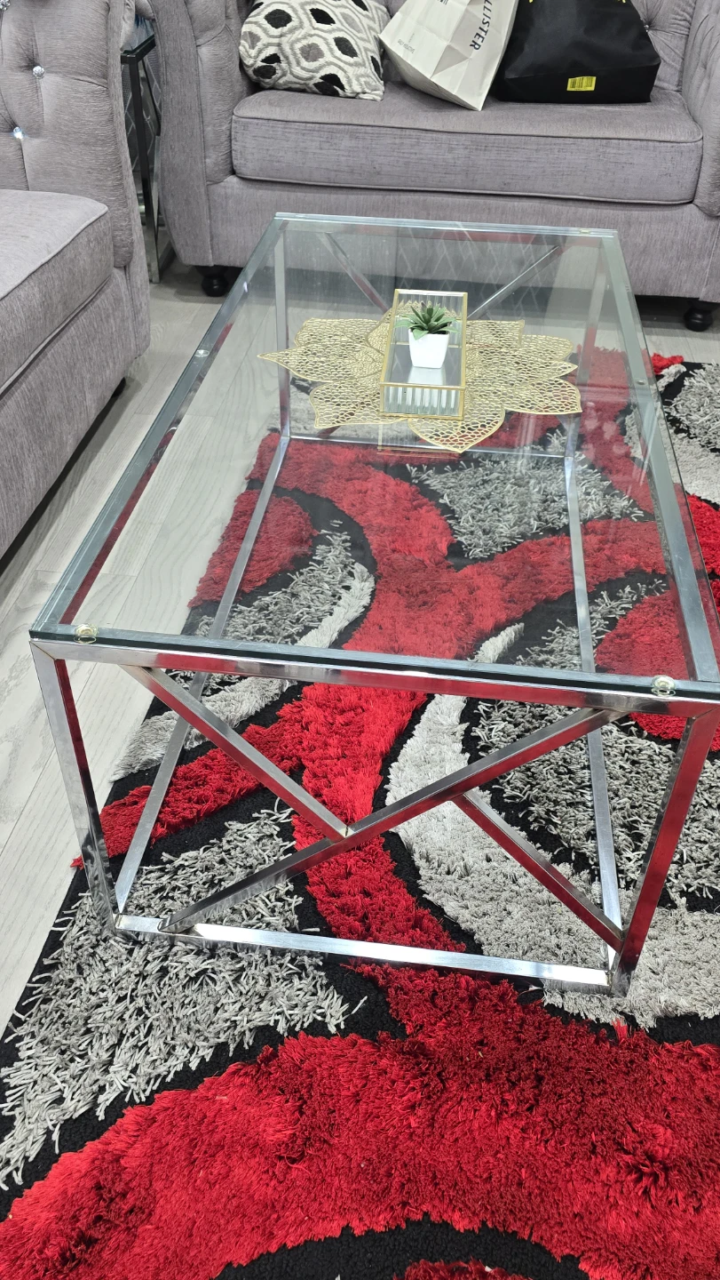 Glass and Chrome Coffee Table - photo 2