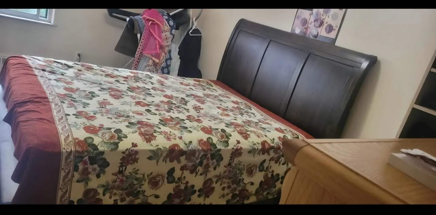 Dark Brown Wooden Sleigh Bed Frame Headboard - photo 2