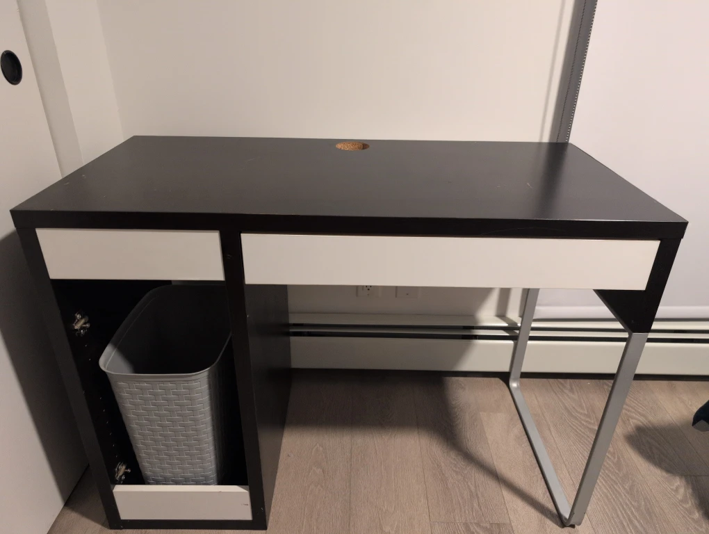 Black and white IKEA desk