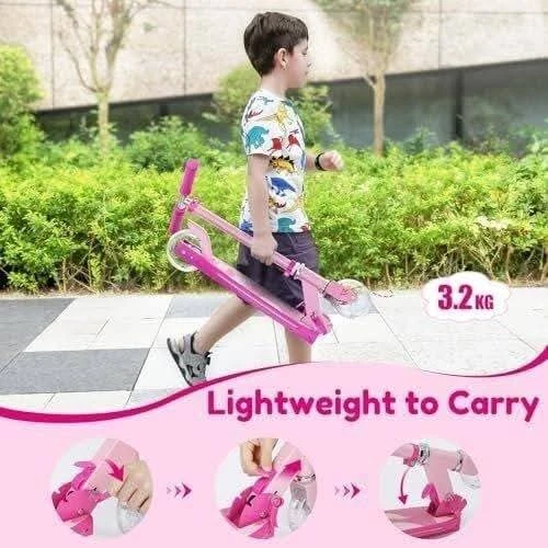 Pink Kids Scooter with Light-Up Wheels - Adjustable Height - photo 2