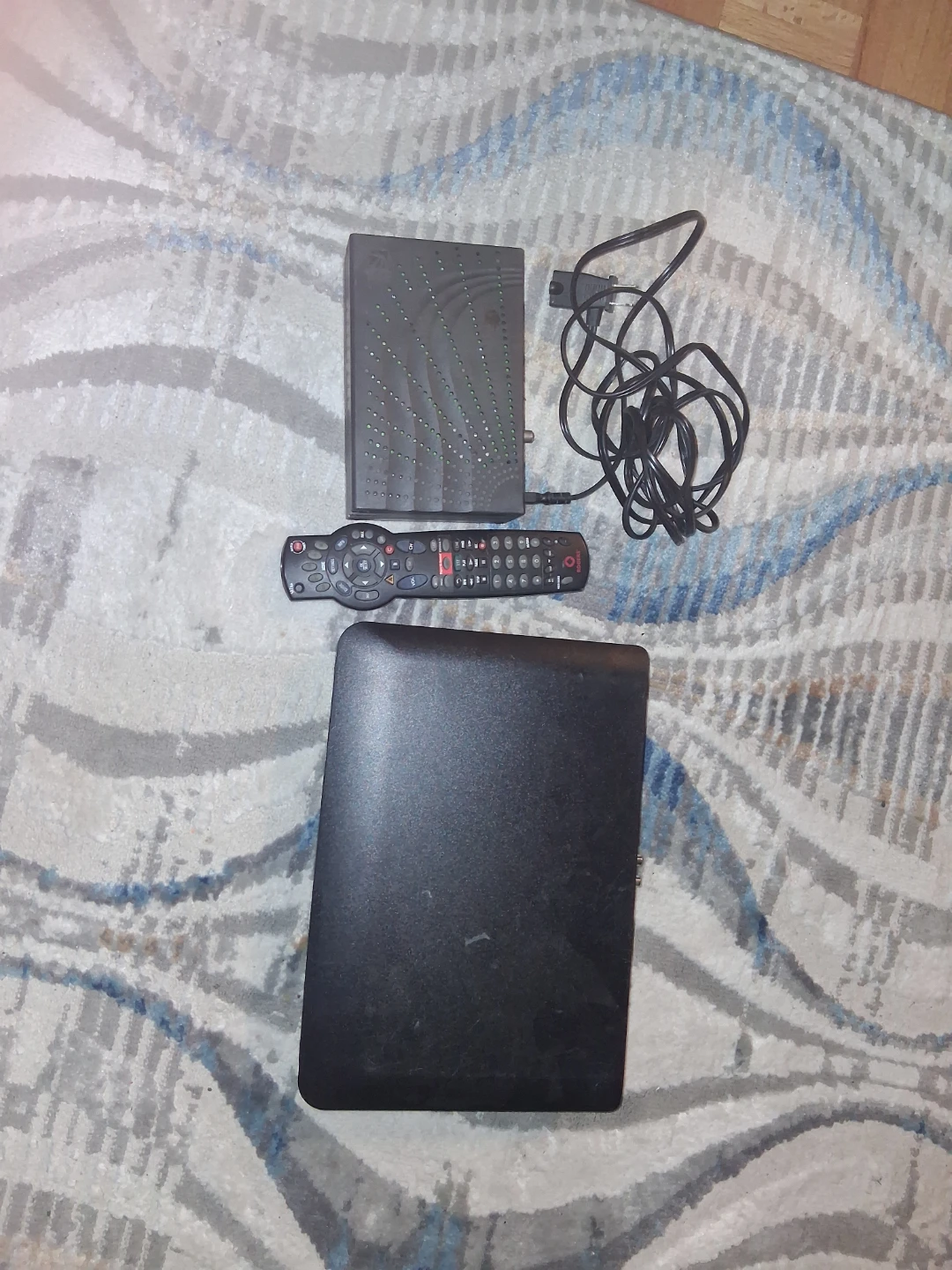 Black Digital TV Receiver Box with Remote and Power Cord