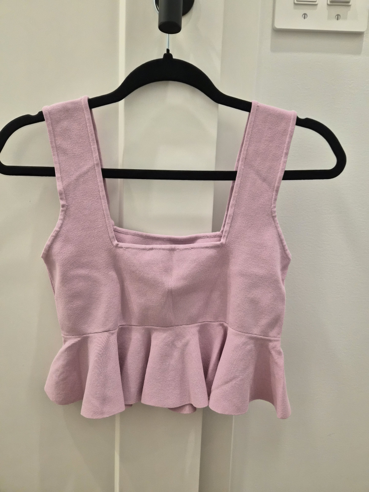 ZARA Pink Peplum Knit Top - Size L - photo 2