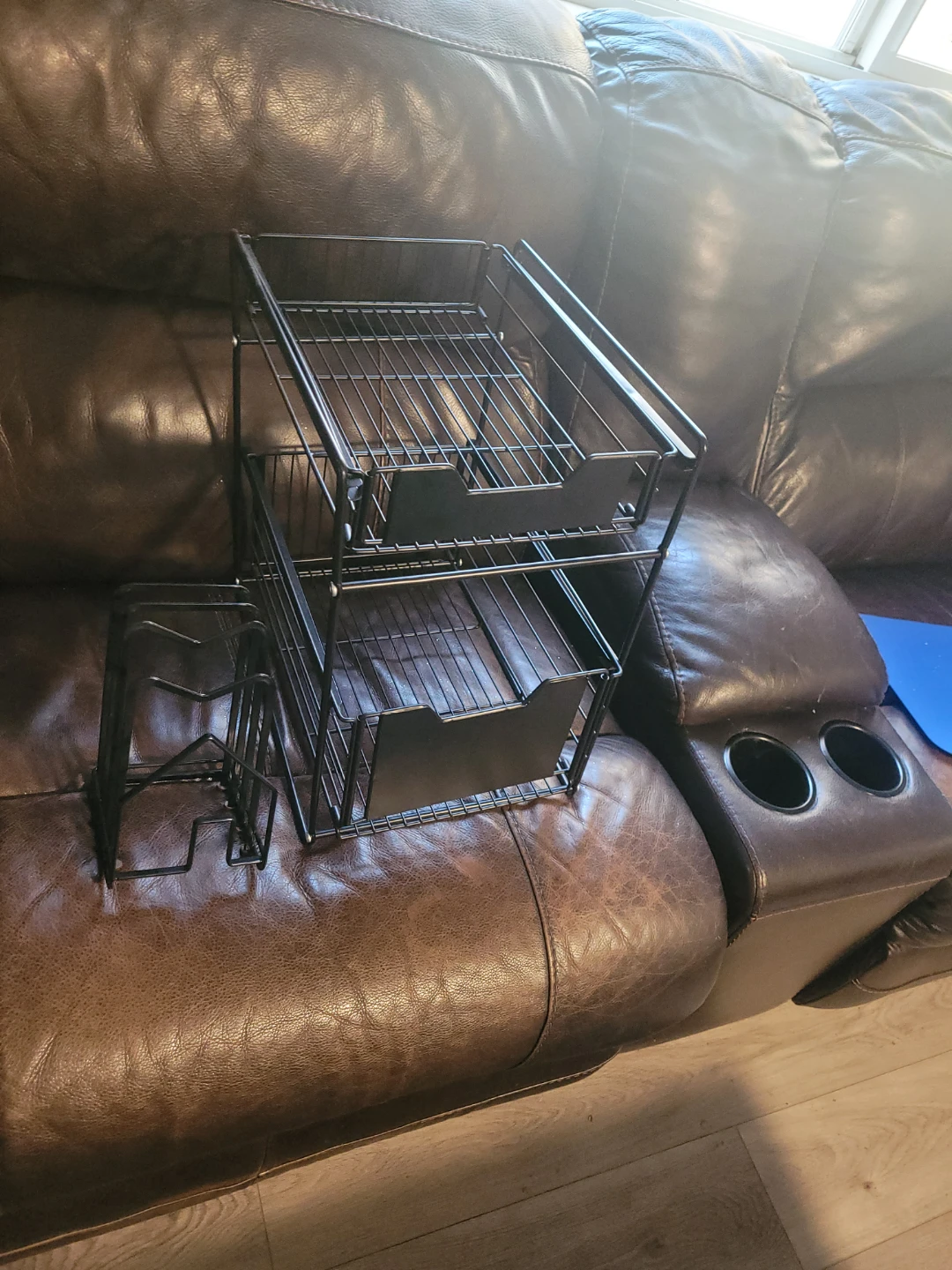 Black Metal 2-Tier Sliding Drawer Organizer